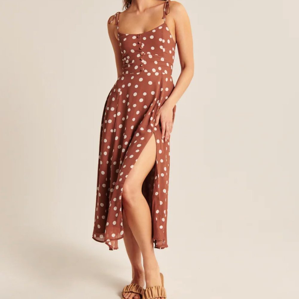 Tie-Strap Corset Midi Dress